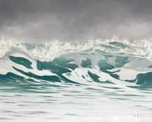 Storm Mist | Stormy Aqua Wave Ocean Oil Painting Prints | 30x24,