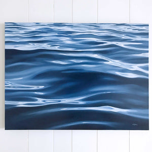 Bluewater | Blue Serene Calming Water Painting Large Canvas Art Prints | 10x8, 20x16, 24x18, 40x30