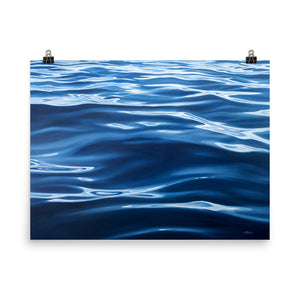 Bluewater | Blue Serene Calming Water Painting Large Canvas Art Prints | 10x8, 20x16, 24x18, 40x30