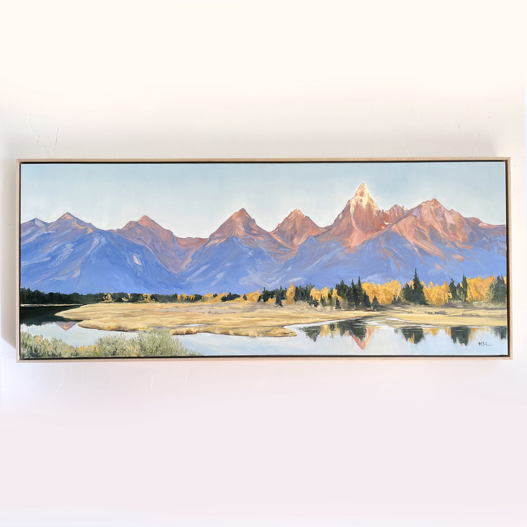 Teton Sunrise | Teton National Park Original Oil Painting | 60x24