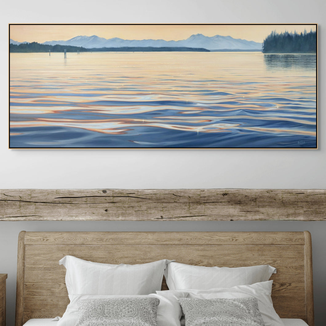 Budd Inlet Art Painting of Puget Sound Olympic Mountains
