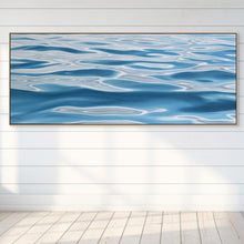 Calming Art Oil Painting of Water Surface, 60" wide x 24" tall blues sunny peaceful painting