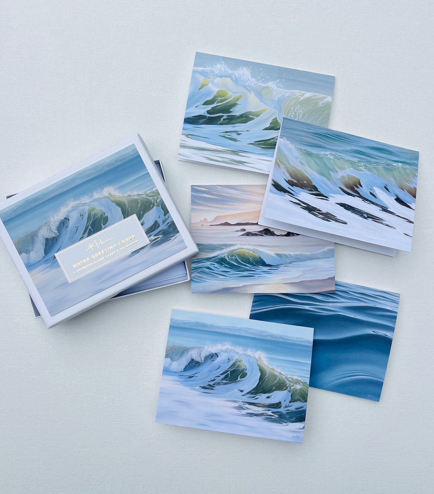 Ocean Art Greeting Cards Box Set of 5 - Blank Inside with Envelopes