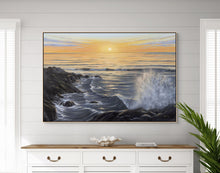 Buddha Point Hawaii Art | Sunset Ocean Wave Painting Canvas Prints | 60x40, 40x30, 30x20, 20x16