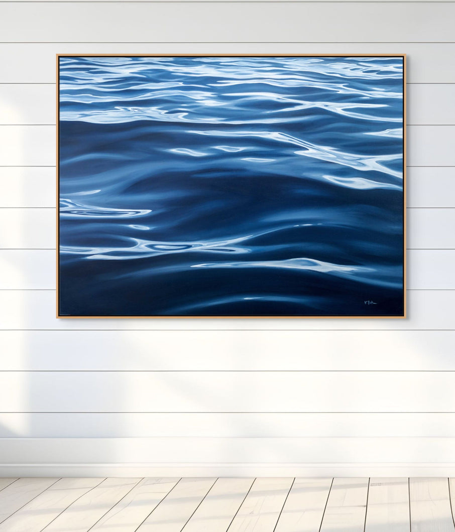 Bluewater | Blue Serene Calming Water Painting Large Canvas Art Prints | 10x8, 20x16, 24x18, 40x30