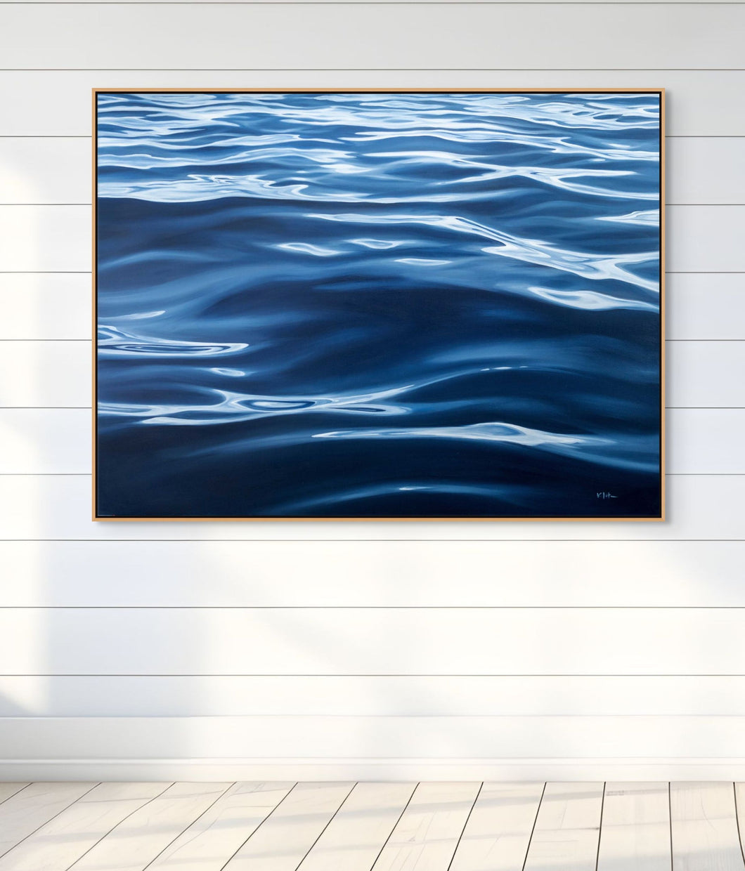 Bluewater | Blue Serene Calming Water Painting Large Canvas Art Prints | 10x8, 20x16, 24x18, 40x30