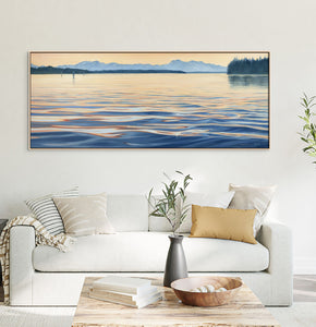 Budd Inlet Olympia Waterfront Art Painting | Panoramic Prints | 20x8, 30x12, 40x16, 60x24