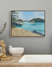 Deception Pass Oil Painting - 12"x9" Original Painting on Canvas - Framed in Maple Wood Floating Frame