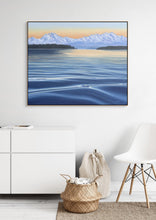 Dusk on the Bay - Puget Sound Sunset Art Olympic Mountains Painting Prints Canvas | 36x30, 30x24, 24x20, 16x14