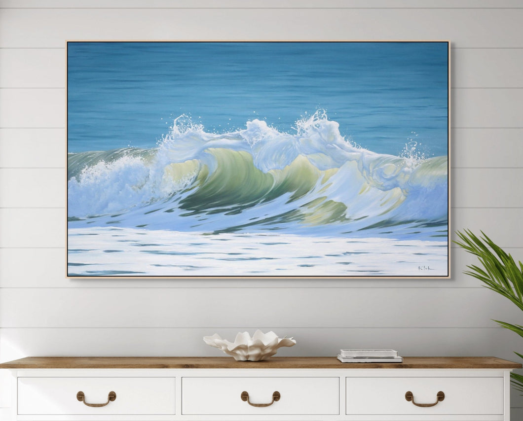 Glowing Ocean Artwork Green & Blue Portals | Canvas & Paper Prints | 20x12, 30x18, 40x25, 48x30