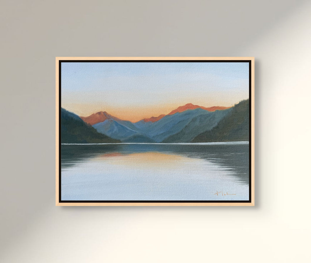 Crescent Lake Original Oil Painting - Oil on Canvas Framed 12
