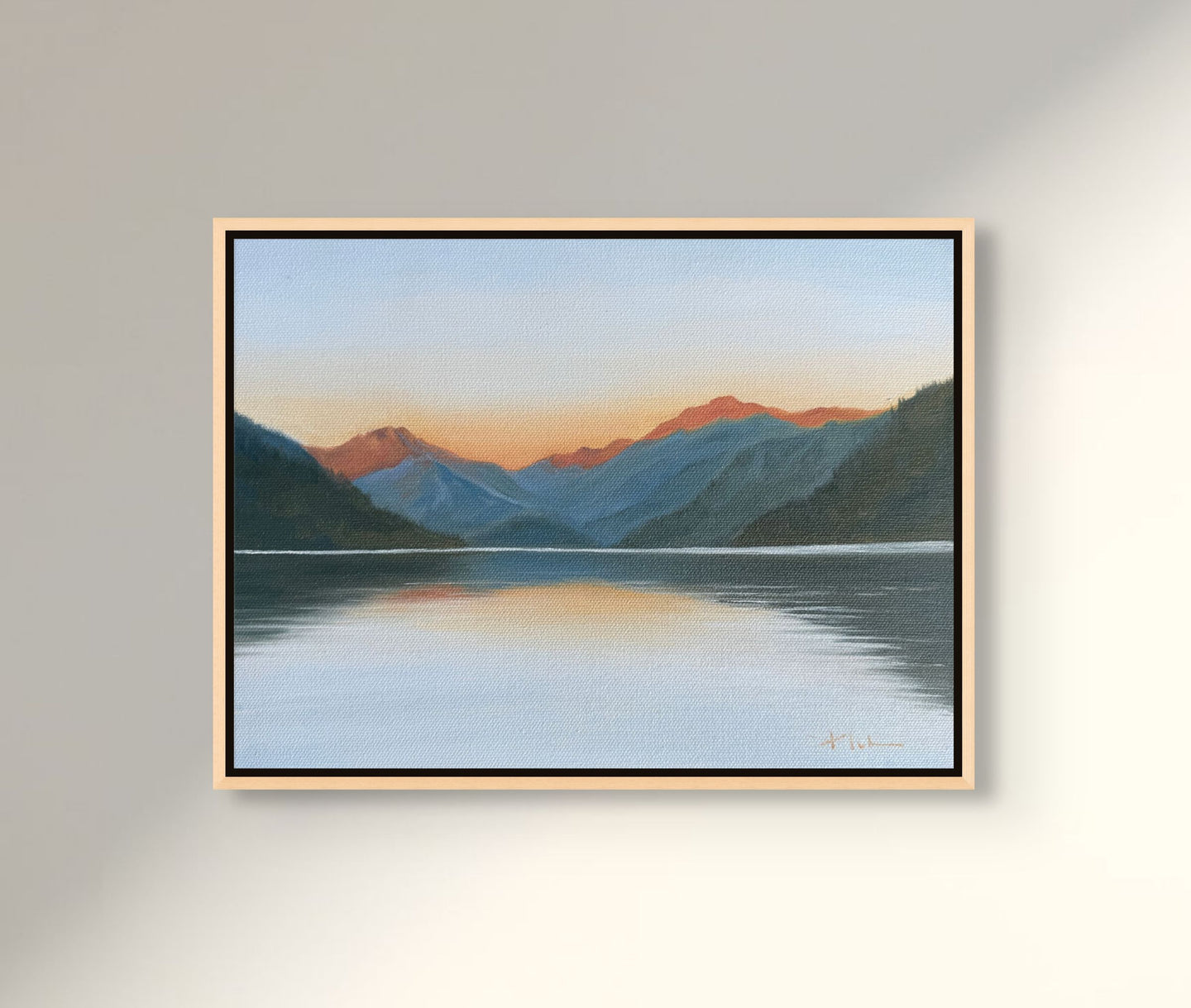 Crescent Lake Original Oil Painting - Oil on Canvas Framed 12