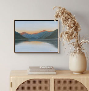 Crescent Lake Original Oil Painting - Oil on Canvas Framed 12"x9"