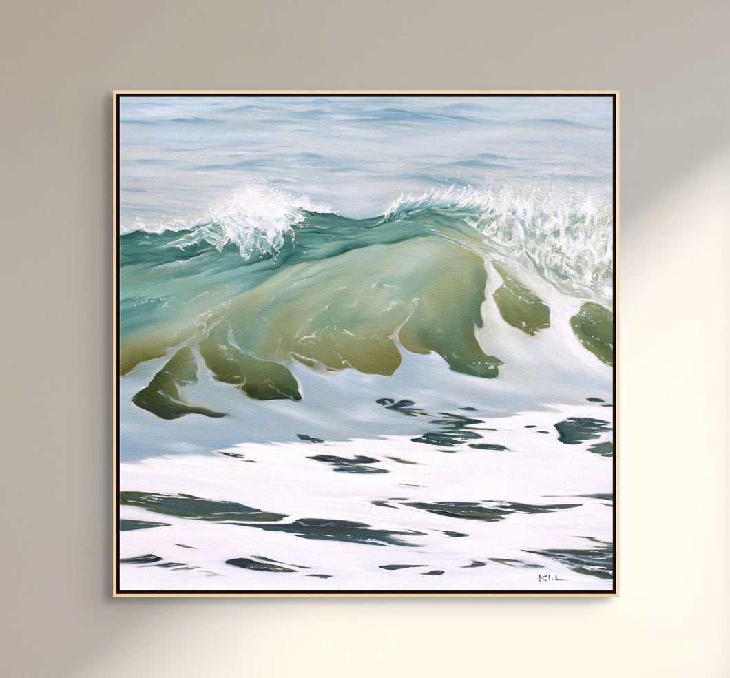Lucid Ocean Wave Oil Painting Prints Washington Coast Glowing Light Art | 18x18, 30x30