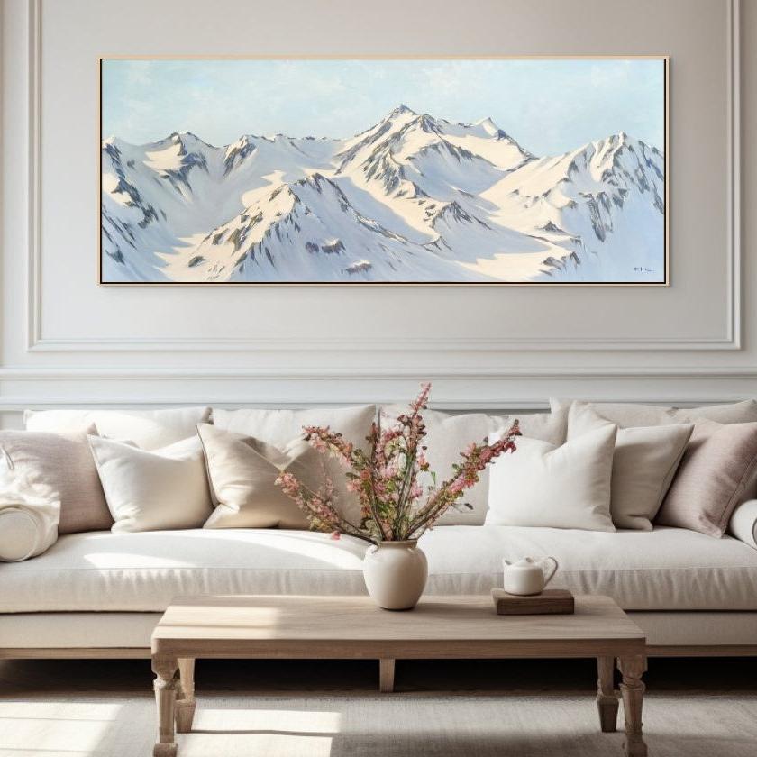 Olympic Mountains Art Original Oil Painting | 60x24