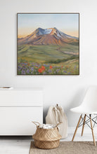 Mt St Helens Oil Painting | Sunset Wildflowers Volcano Original Art | 30x30