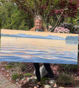 Budd Inlet | Original Oil Painting Olympia Sunset Art | 60x24