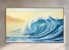 Radiance Wave Art Prints, Wall Art California Coast Ocean Aqua Gold Canvas | 48x30