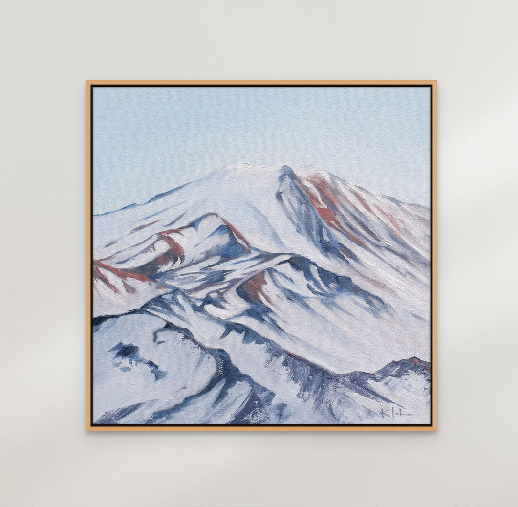 Mountain Air | Soft Glow Mt Rainier Oil Painting | 10x10