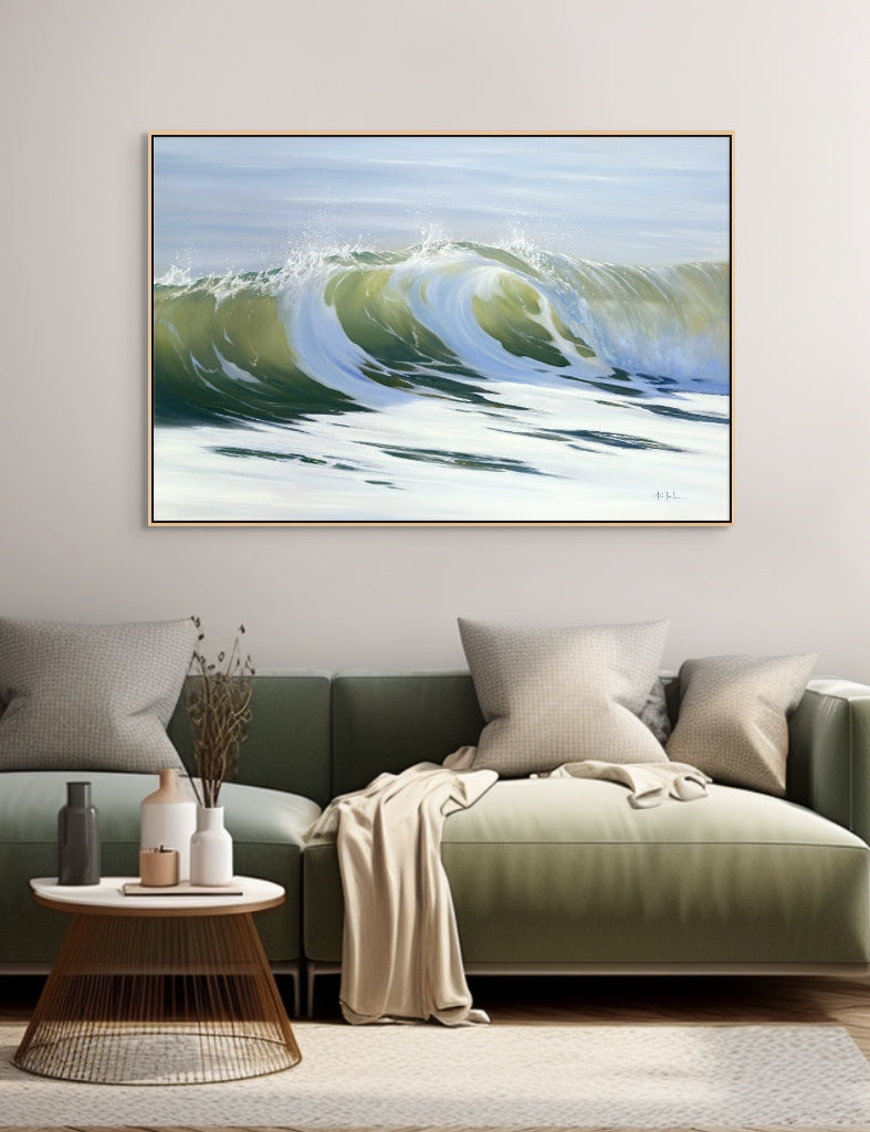 Serenity Green Wave Ocean Art Prints | 36x24, 24x16, 18x12