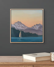 Sunset Sail | Olympic Mountains over the Puget Sound Oil Painting | 10x10