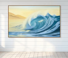 Radiance | Original Oil Painting Surf Blue Ocean Wave at Sunset | 48"x30"