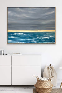 Windswept | Moody Oceanscape with Golden Light Original Oil Painting | 40x30