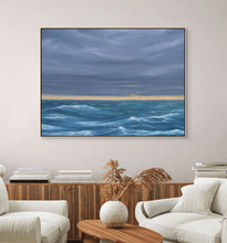 Windswept Windy Ocean Oil Painting Sunset Grey Blue Gold - Art Prints Wall Canvas 11x14, 16x20, 24x30, 30x40 (Copy)