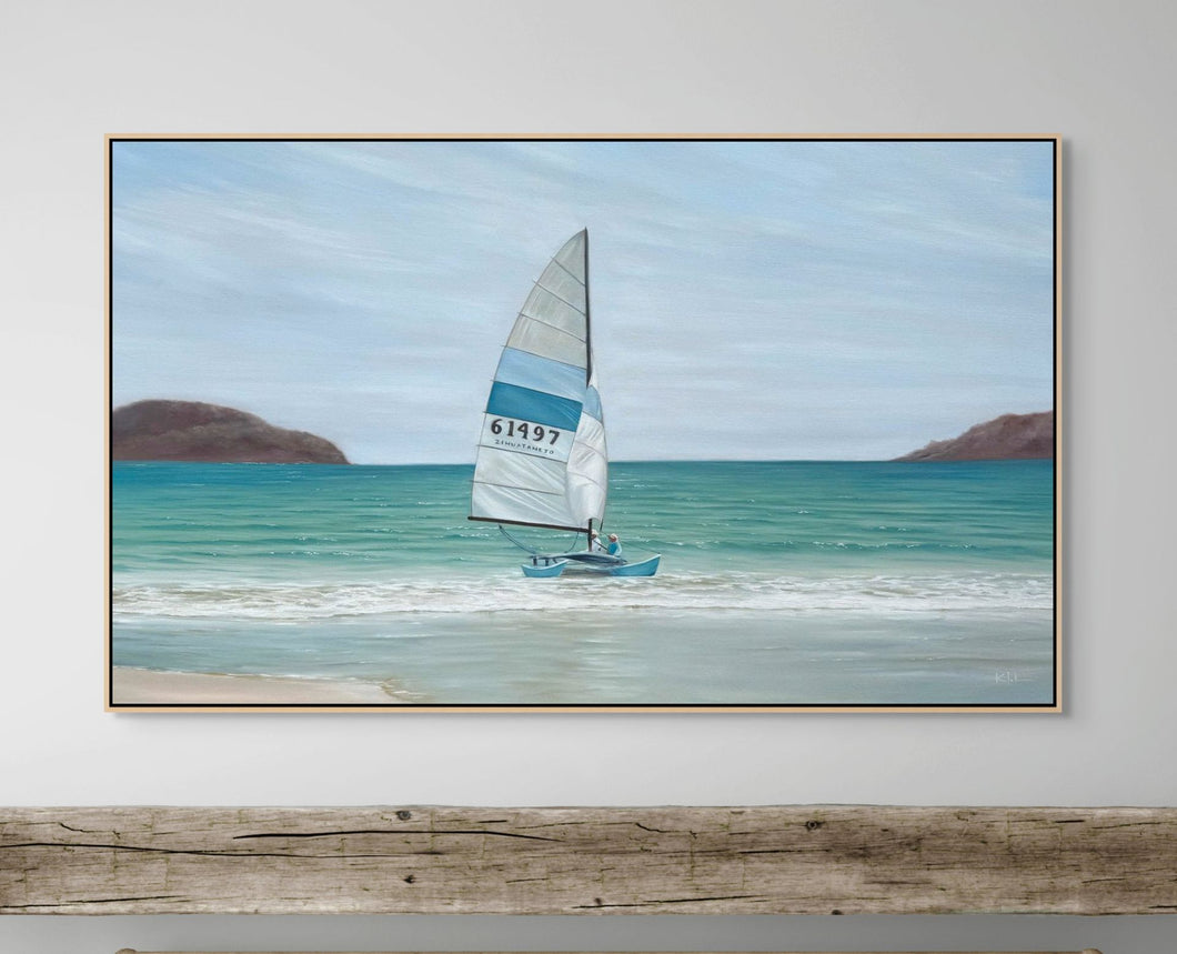 Zihuatanejo Mexico Art Oil Painting Prints Canvas Hobie Cat Sailboat