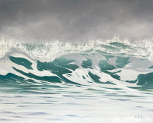 Storm Mist | Stormy Aqua Wave Original Ocean Oil Painting | 30x24