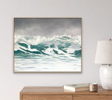 Storm Mist | Stormy Aqua Wave Original Ocean Oil Painting | 30x24