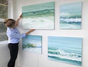 Ocean Air | Bright Coastal Seascape Washington Surf Canvas Prints | 20x16, 24x18