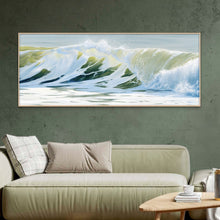 Power Within | Large Green Coastal Wave Original Oil Painting | 60x24