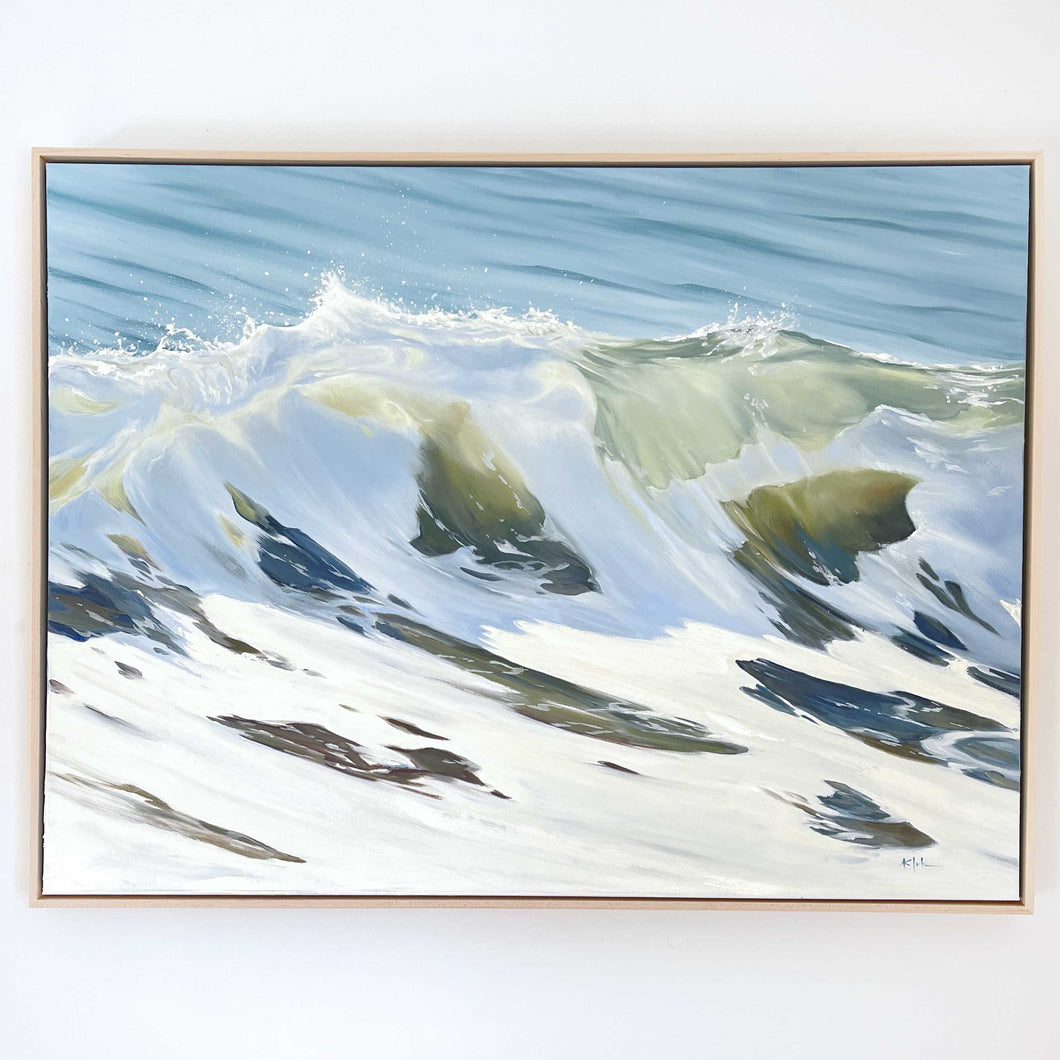 Fine art ocean painting cresting wave light and foam