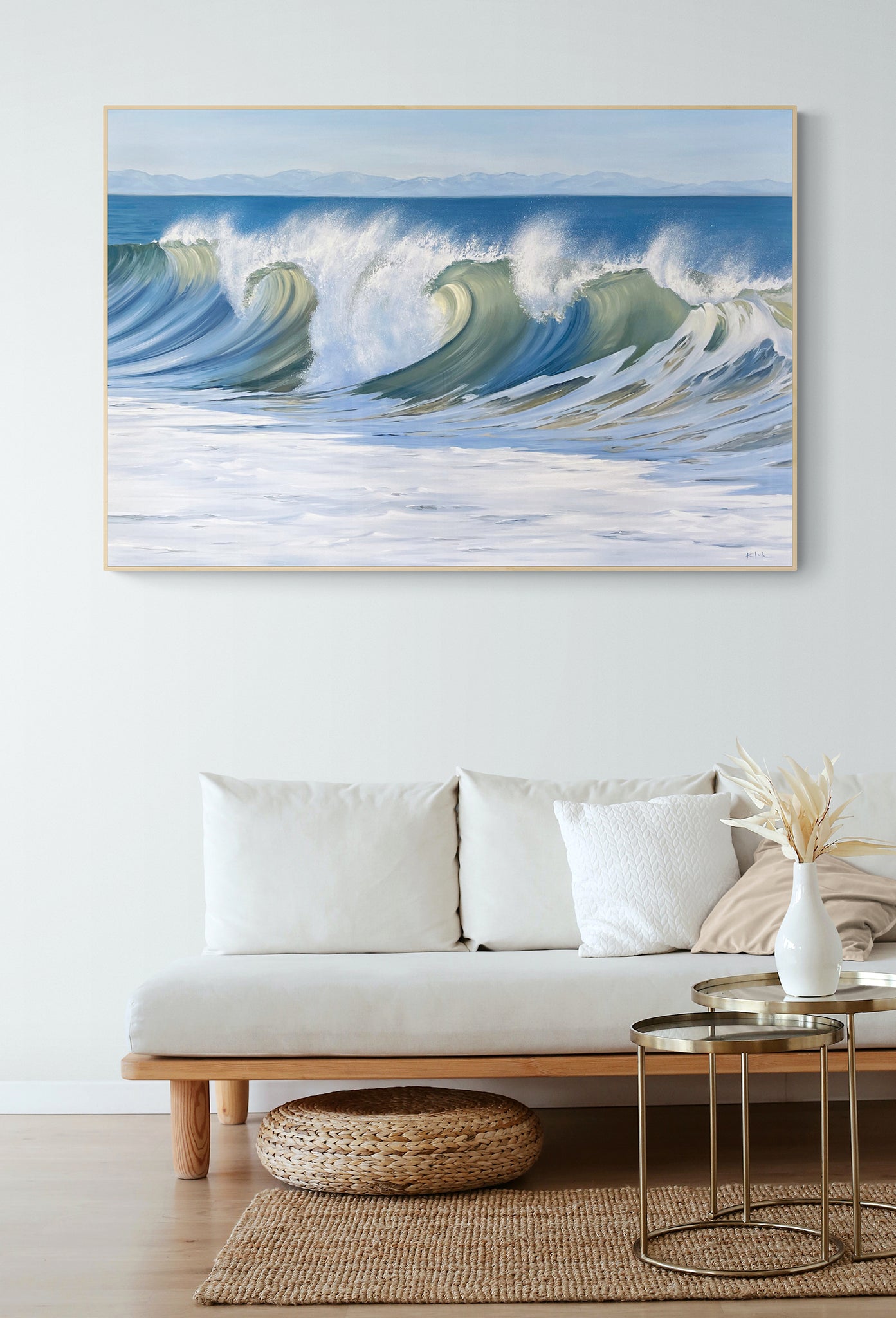 Large Horizontal Fine Art Oil Painting Gallery Ocean Waves Coast